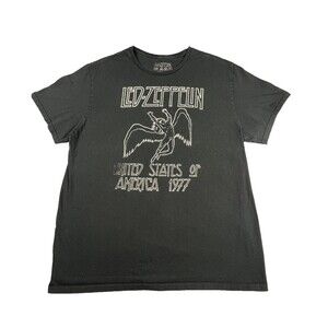 Led Zeppelin 1977 United States of America Graphic Tee Black Size XL VTG Style